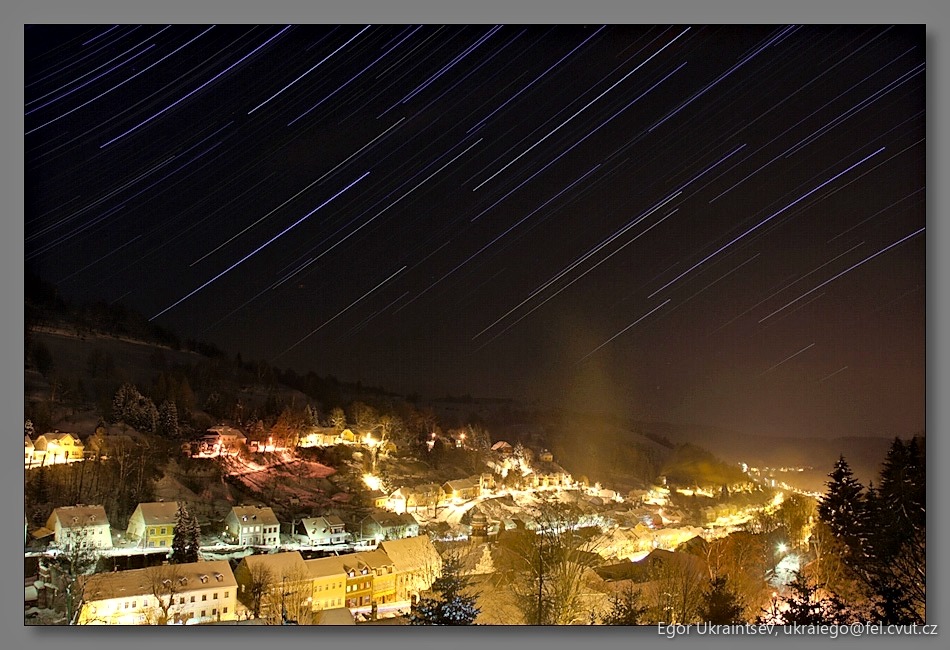 Night sky over a town