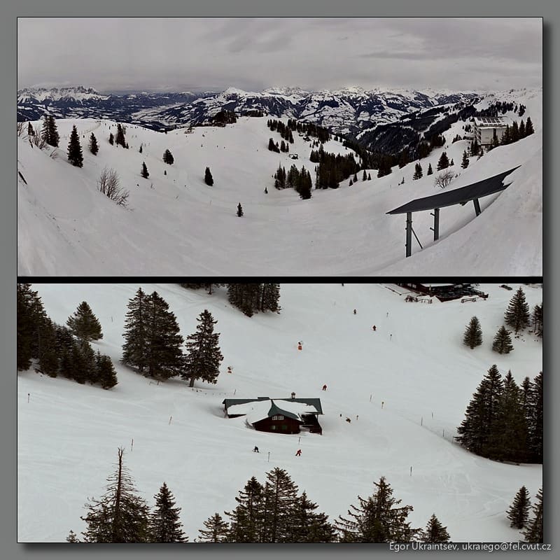 Ski slope with trees