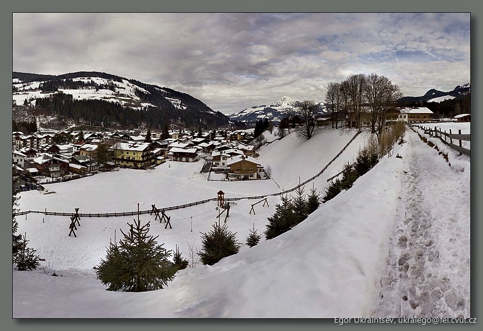 Snowy village in the swiss