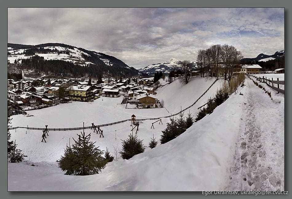Snowy village in the swiss