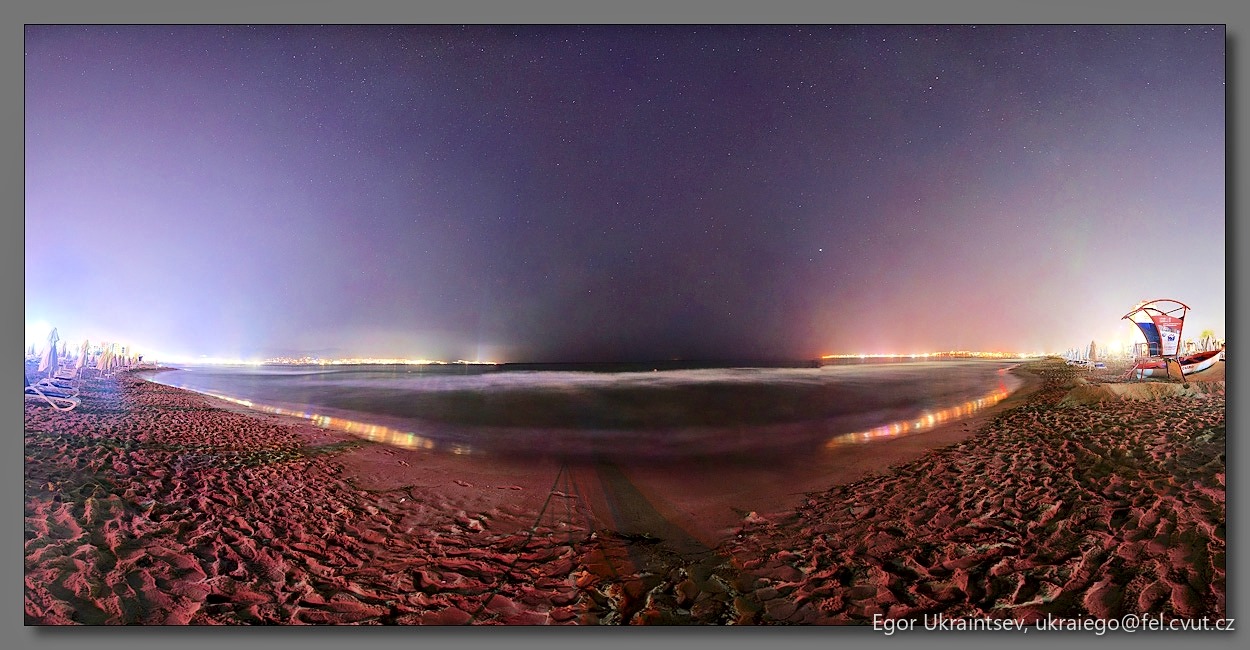 Night sky over a large