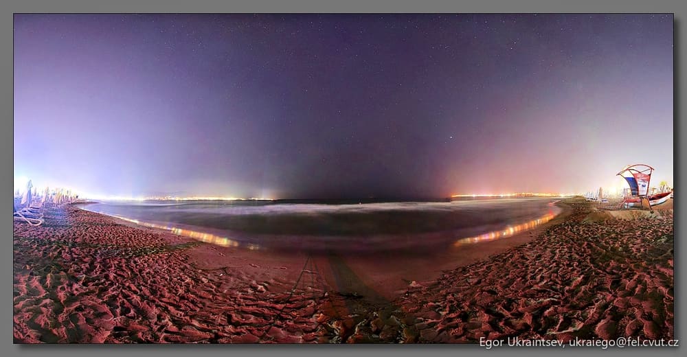 Night sky over a large