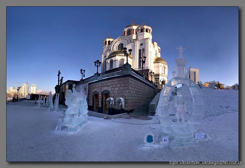 Ice sculpture in front of a church