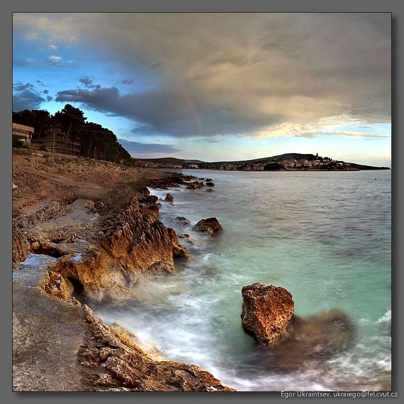 Beach with rocks and water