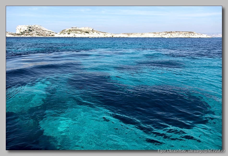 Blue water in the mediterranean