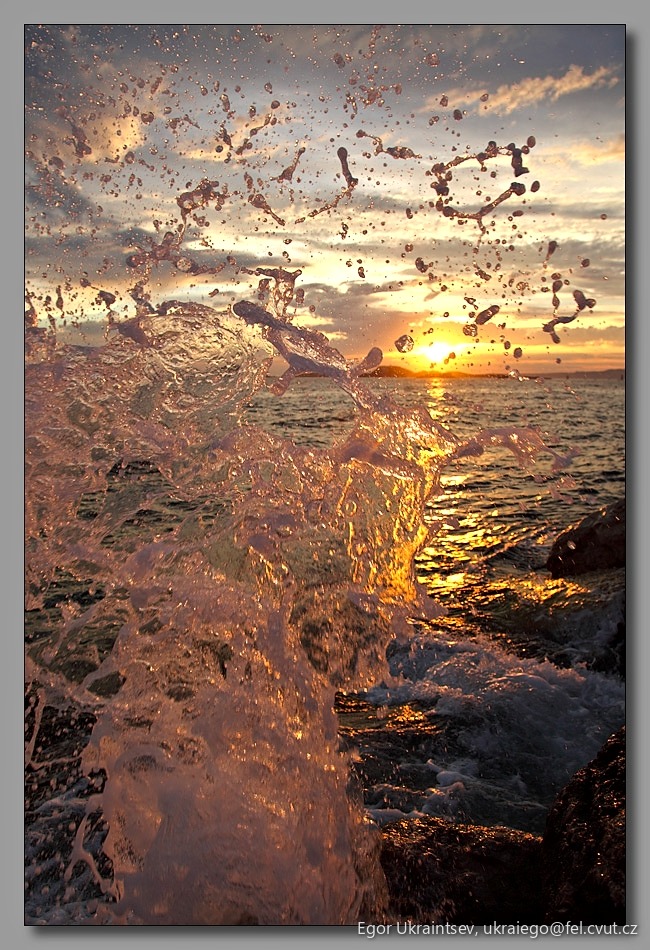 Water splashing on rocks