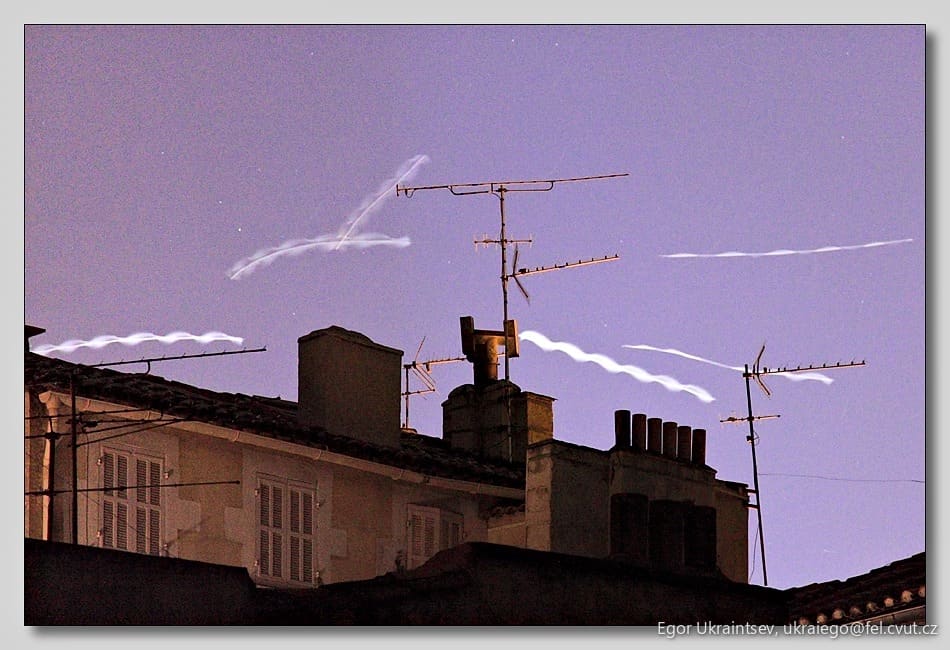 Night sky over the rooftop