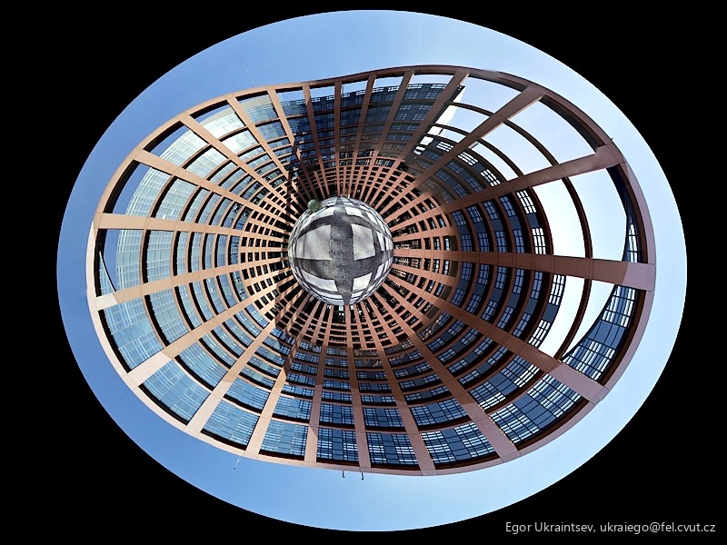Circular building with a blue