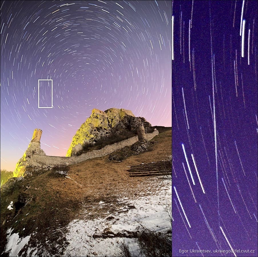 Night sky over a mountain