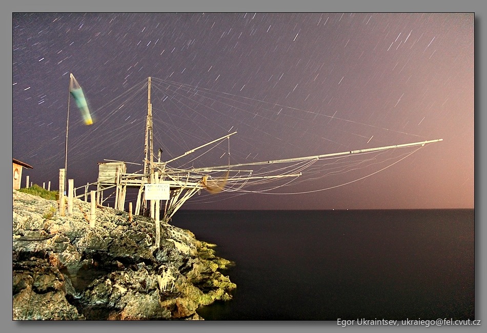 Fishing net on a rock