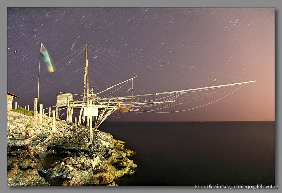 Fishing net on a rock