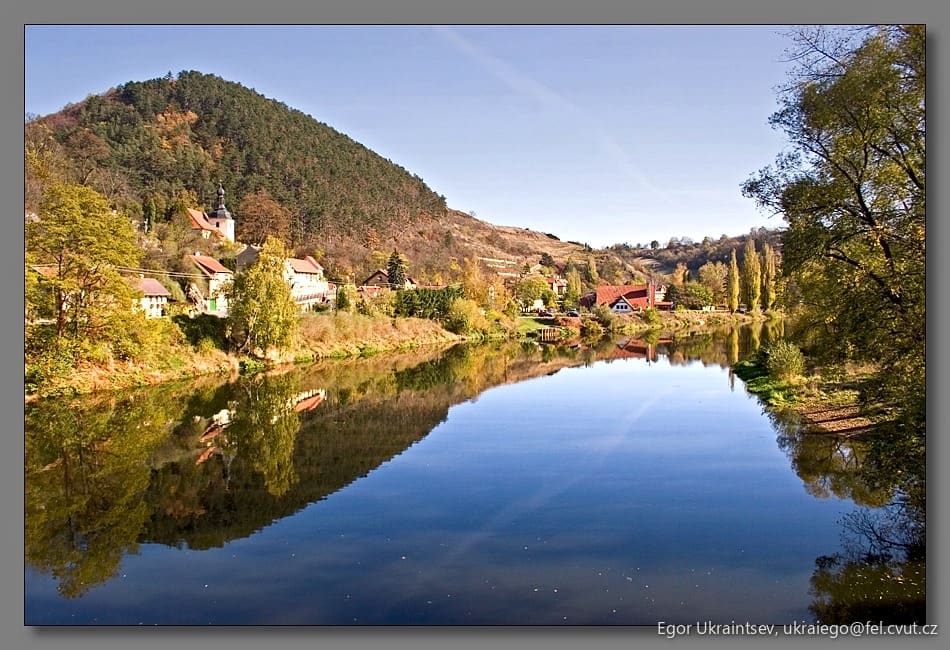 River with houses