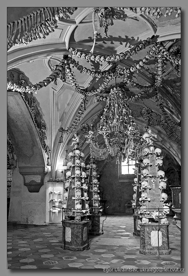Skeleton in a church