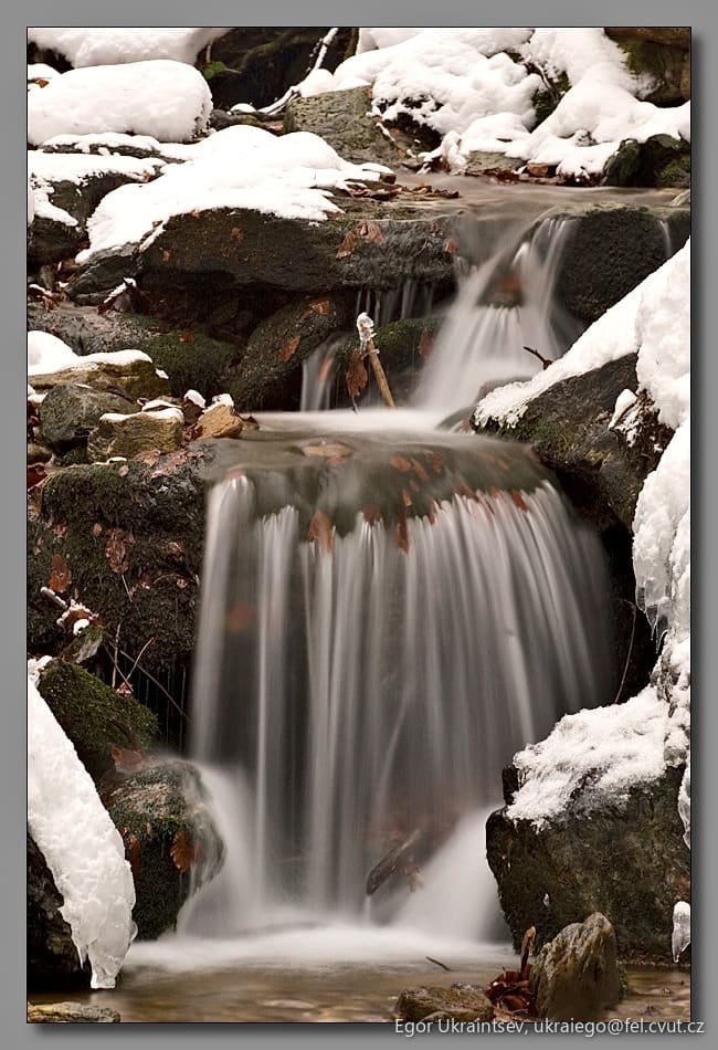 Waterfall in the snow