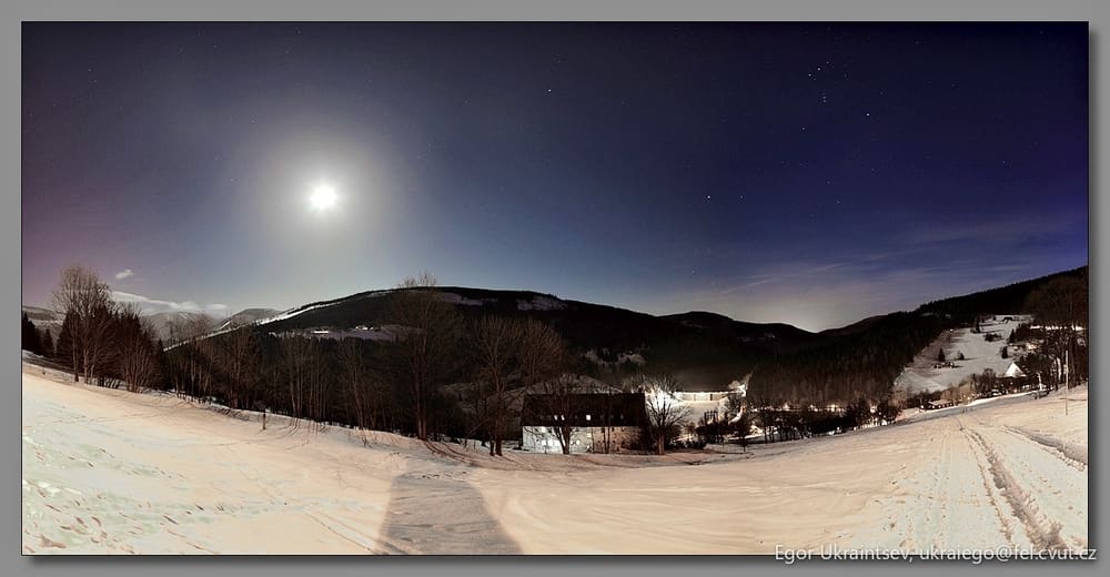 Full moon over a ski
