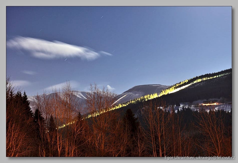 Night sky over the mountains
