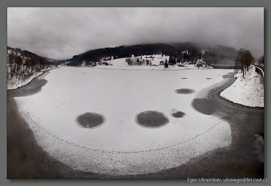 Frozen lake in the mountains