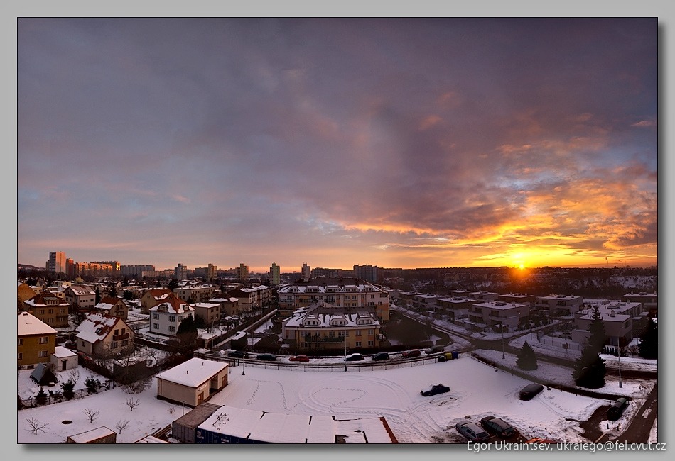 Winter sunset over the city
