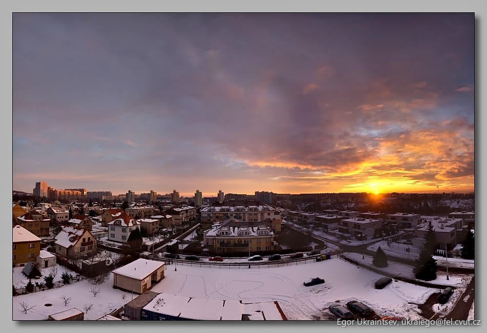Winter sunset over the city