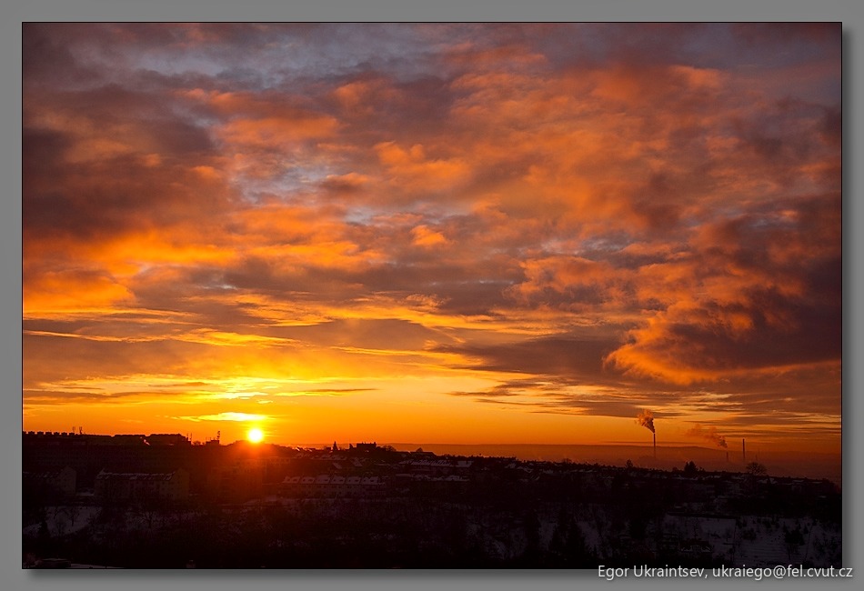Sun setting over the city