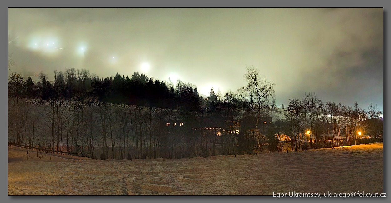 Foggy night in the mountains
