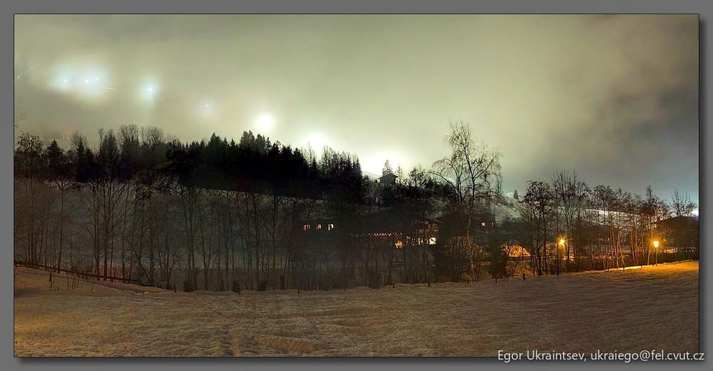 Foggy night in the mountains