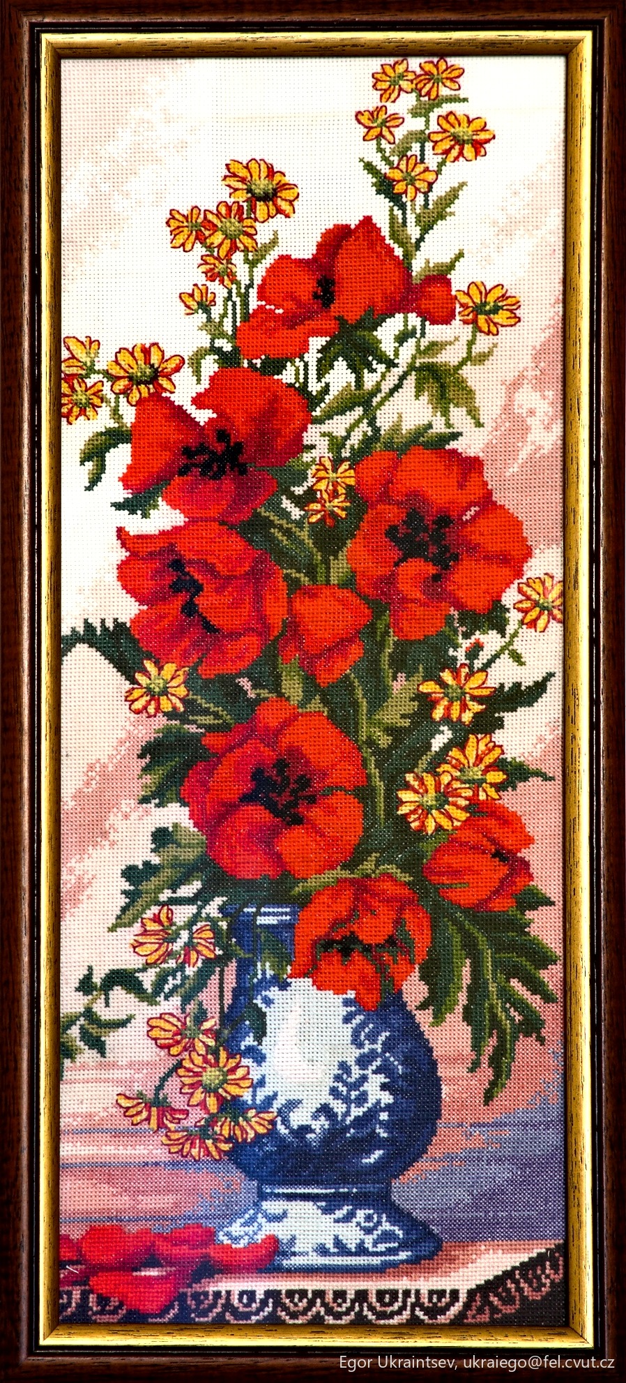 Cross stitch picture of red