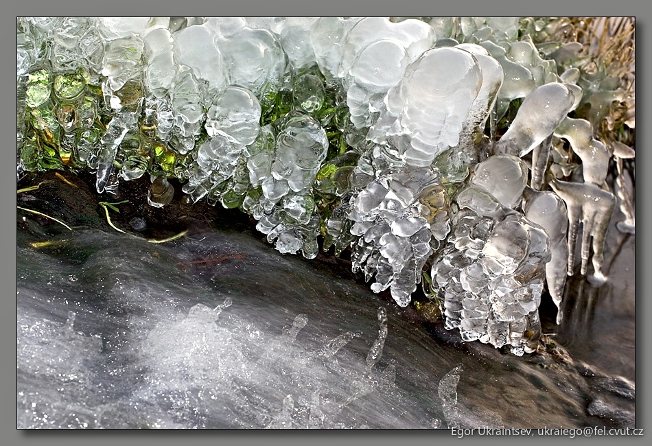 Ice crystals on a rock