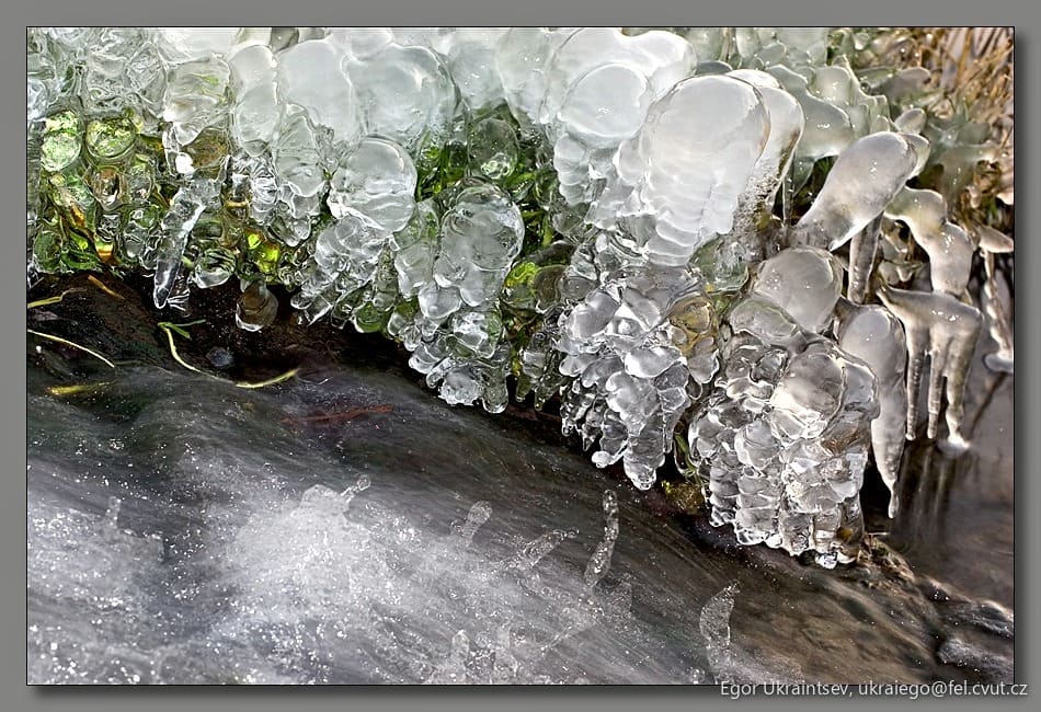 Ice crystals on a rock