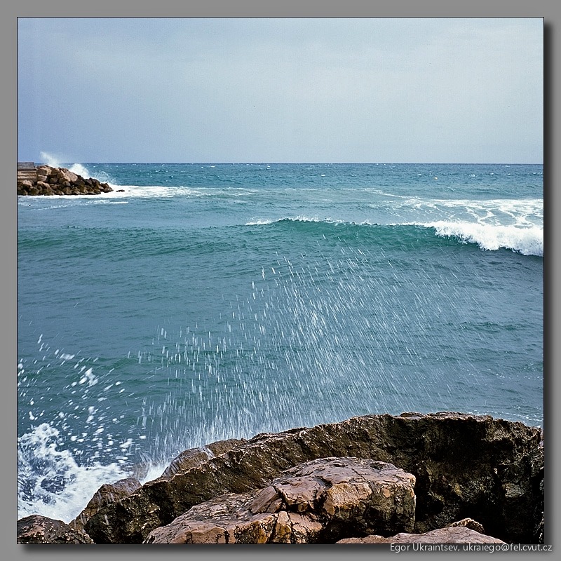 Waves crashing on the rocks