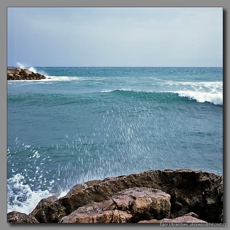 Waves crashing on the rocks