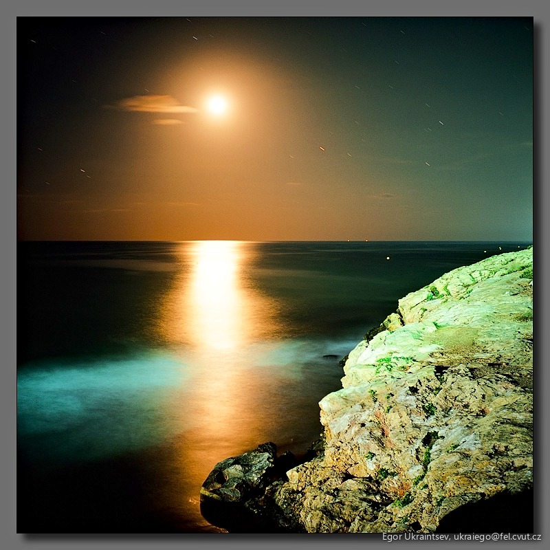Full moon over the ocean