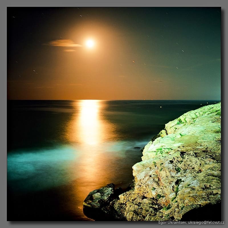 Full moon over the ocean