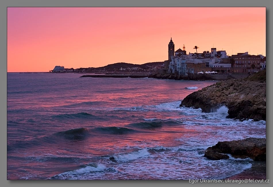 Sunset over the mediterranean coast