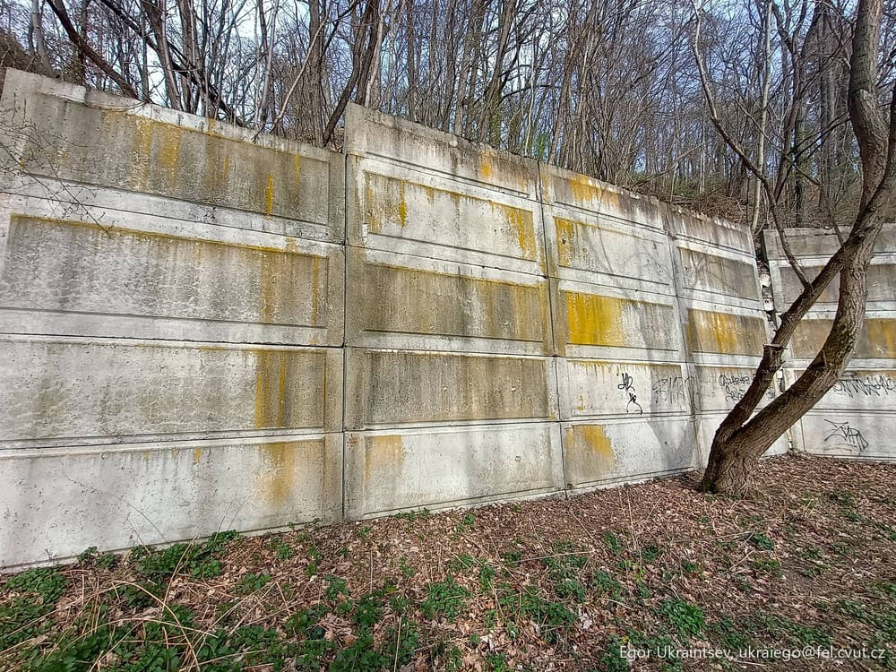 Concrete wall in the woods