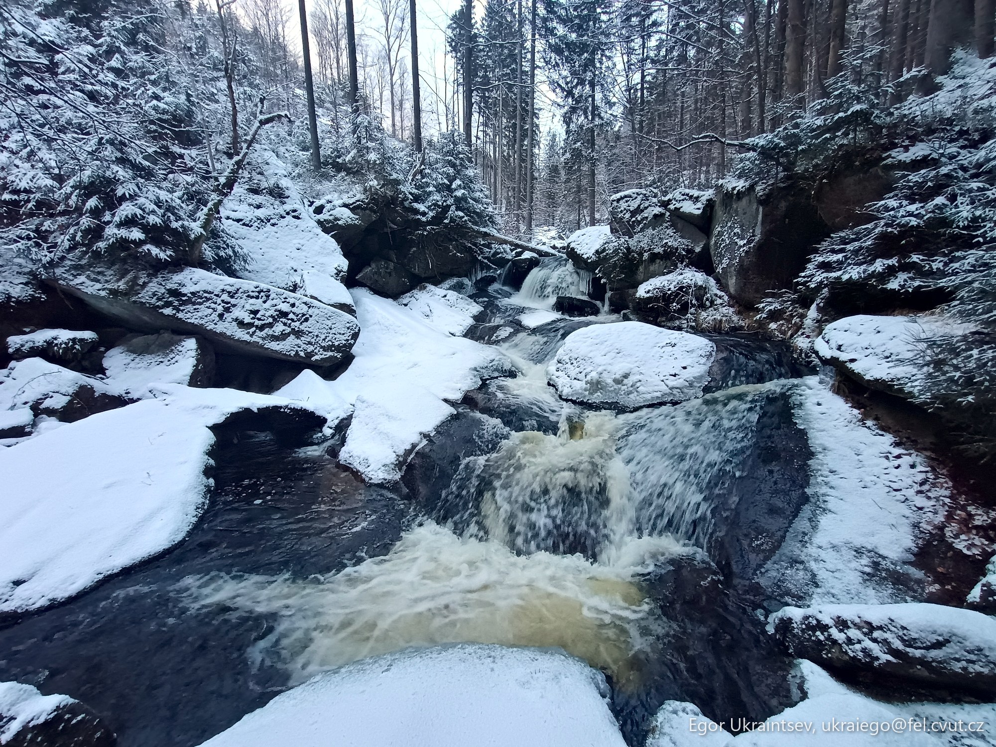 Small waterfall in the snow