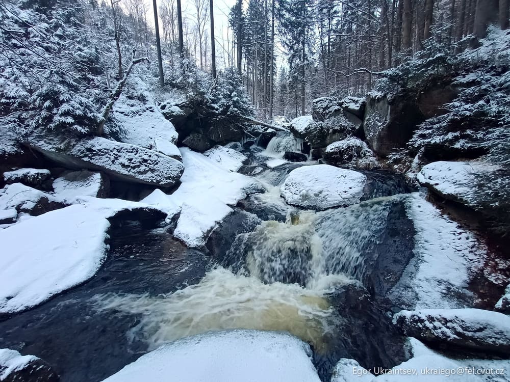 Small waterfall in the snow