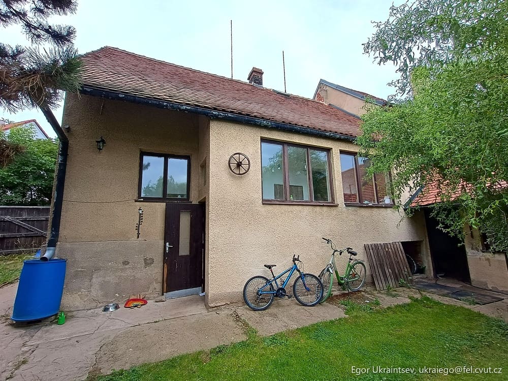 House with a bicycle parked