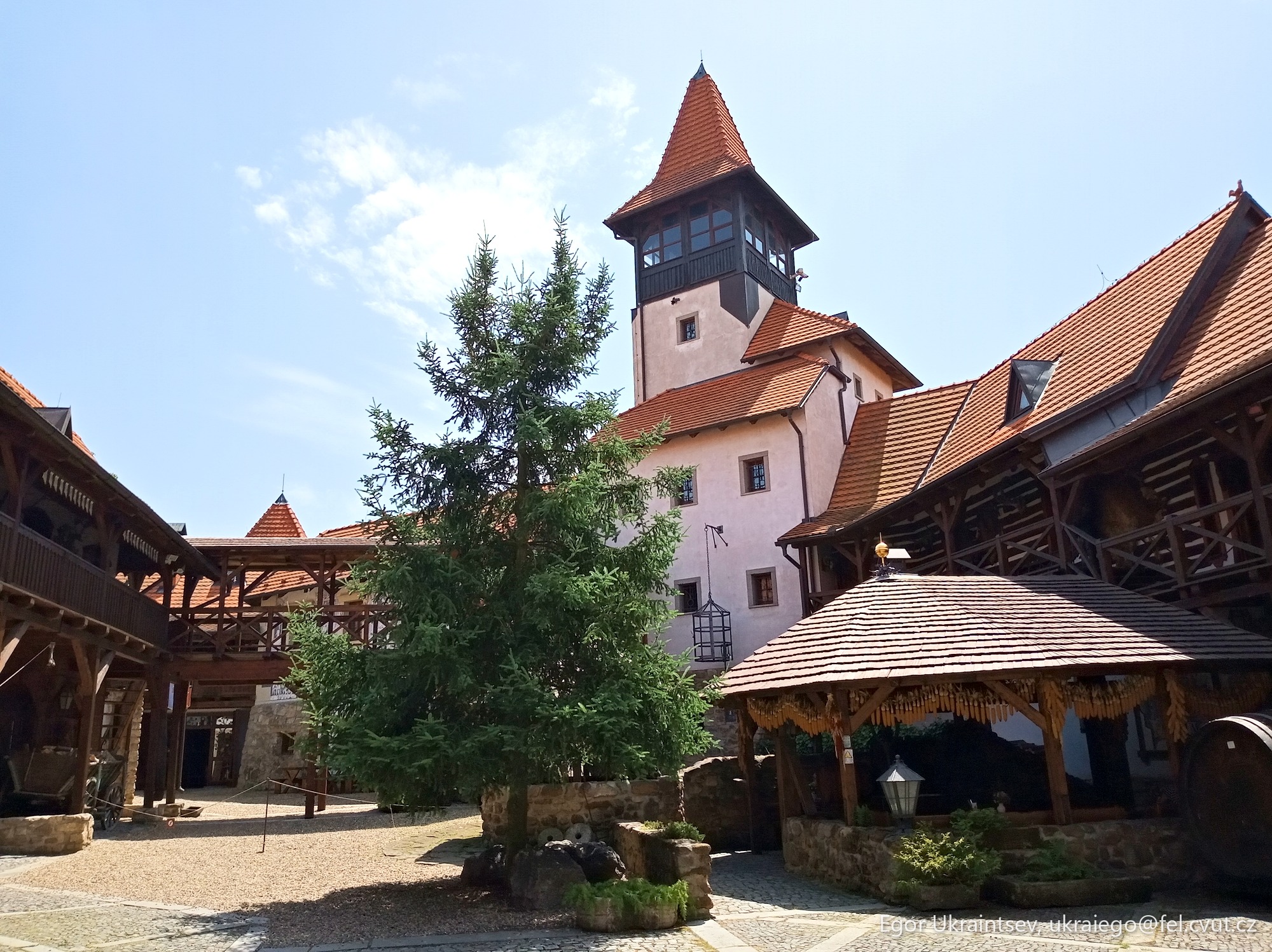 Small town with a clock