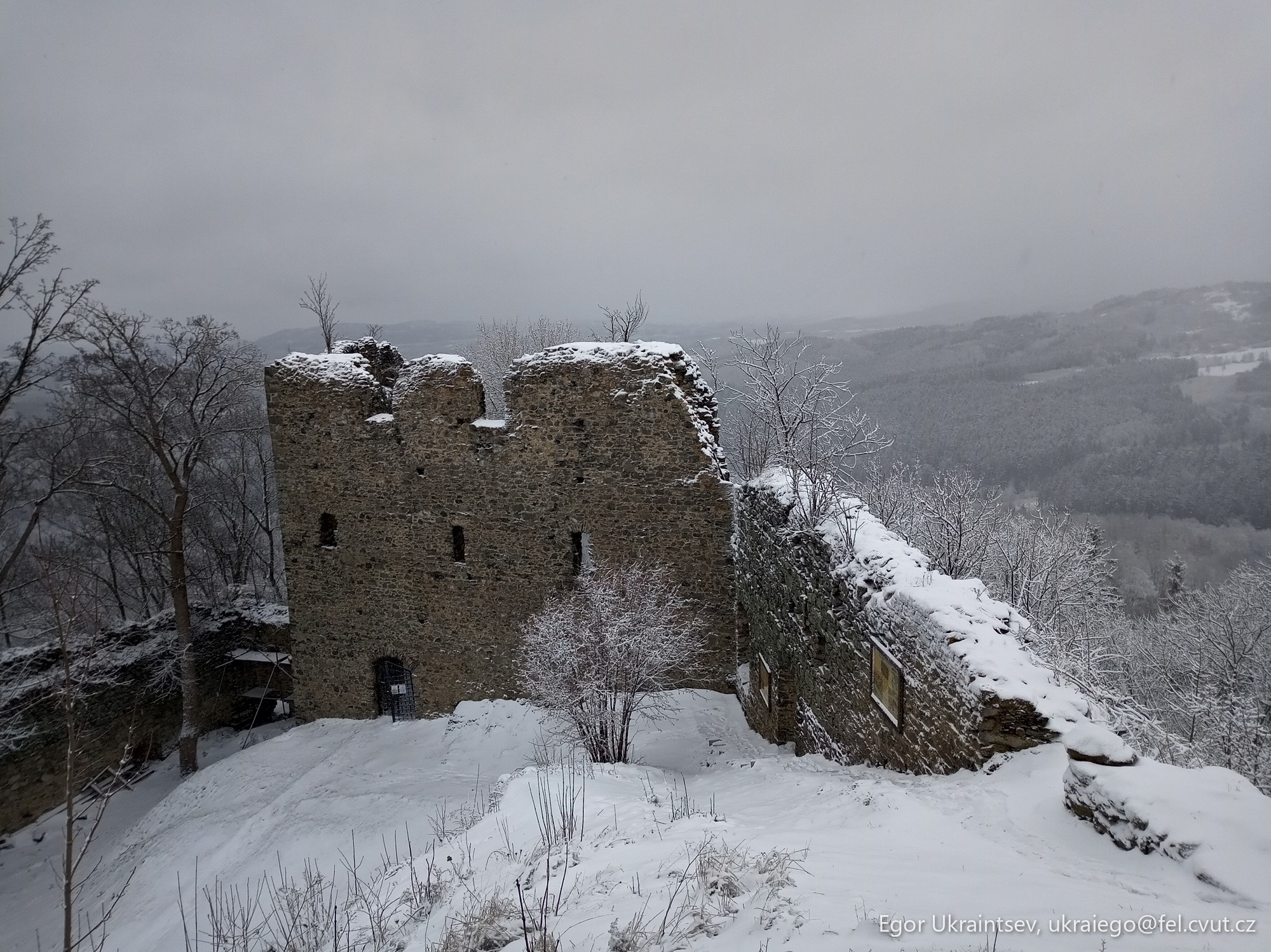 Old castle in the snow