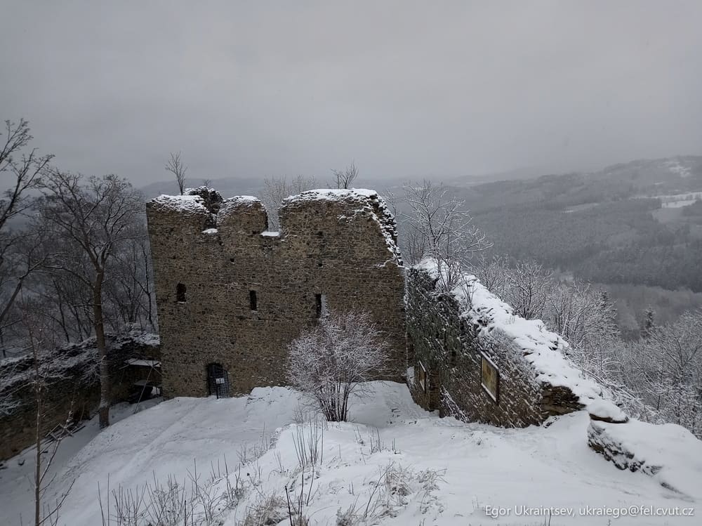 Old castle in the snow