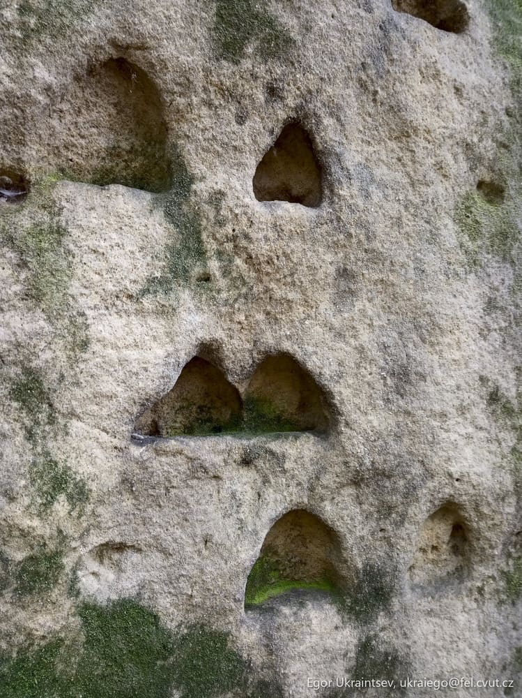 Holes in a rock