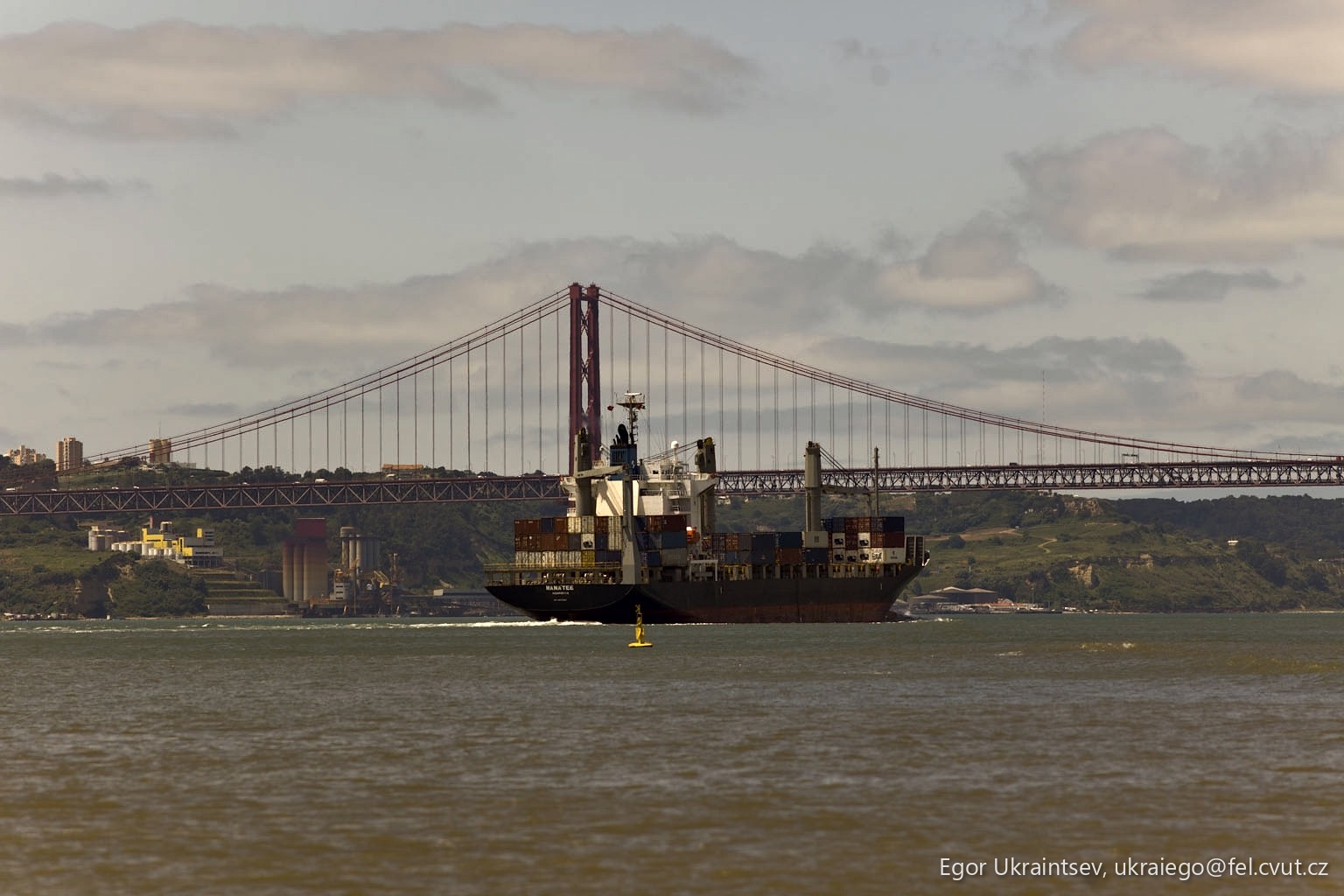 Cargo ship passing