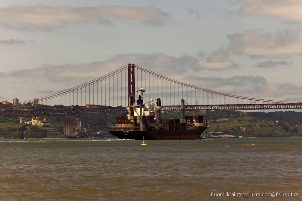 Cargo ship passing