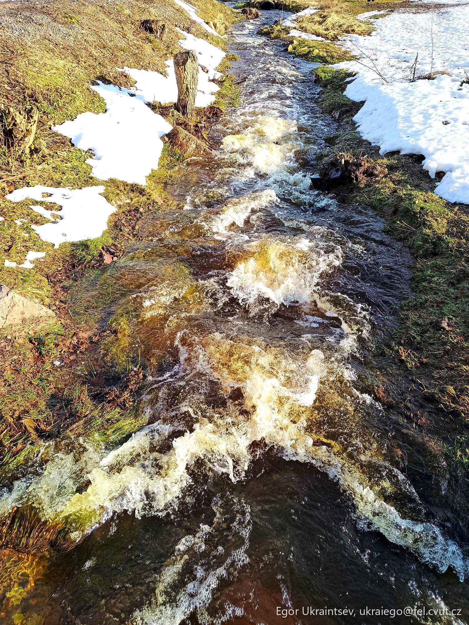 Stream running through a snow