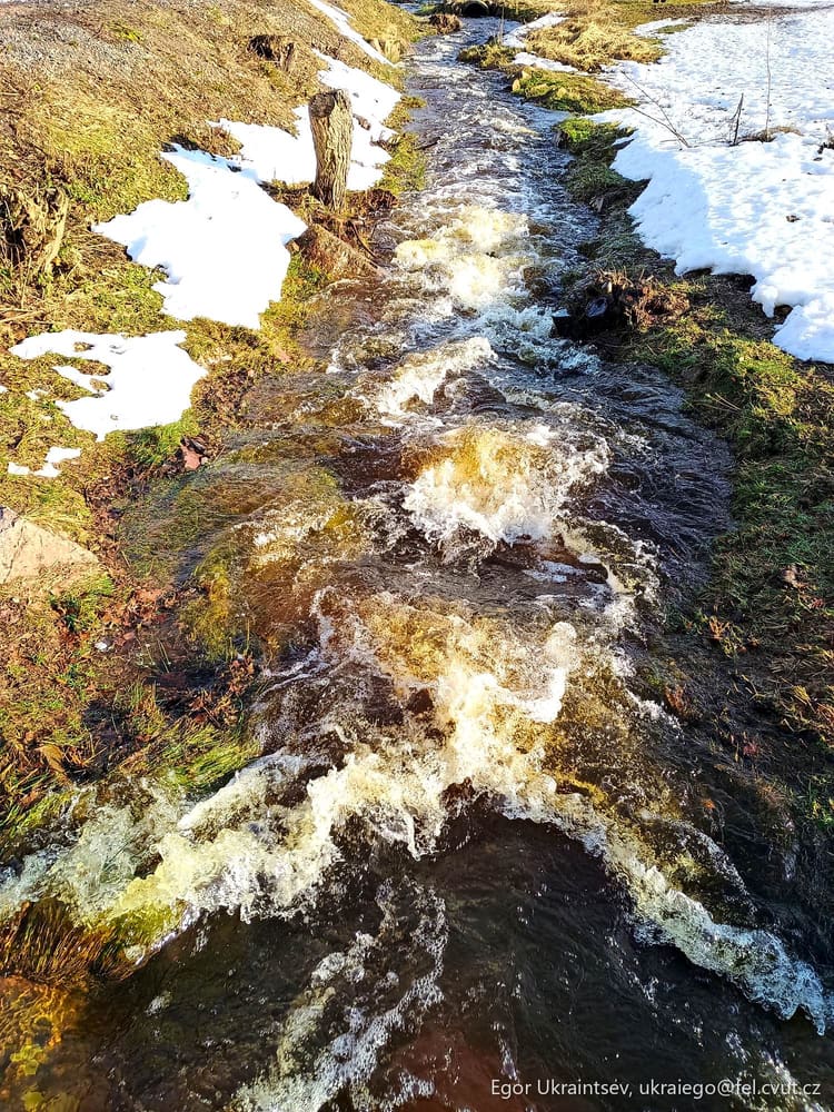 Stream running through a snow
