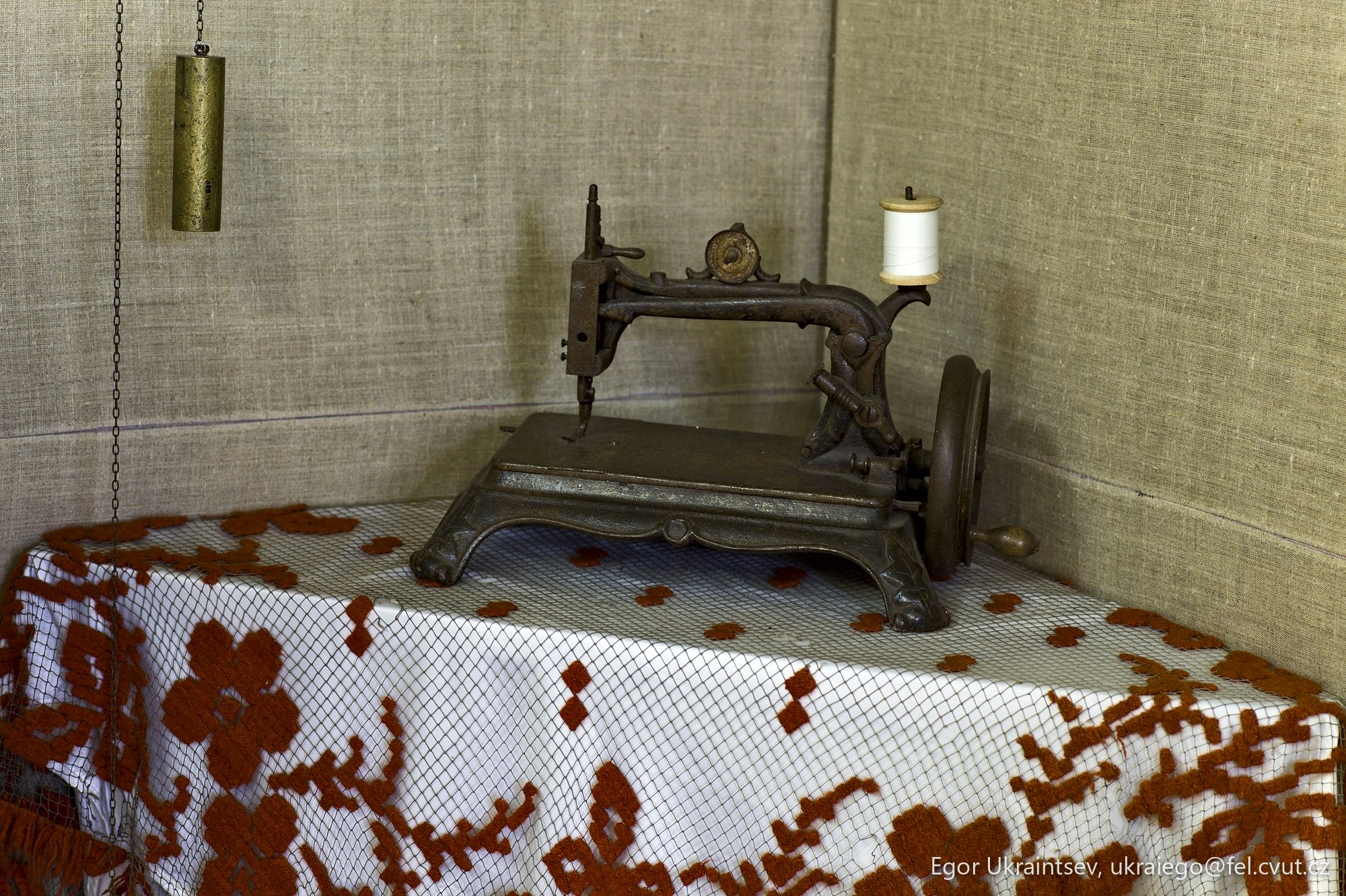 Sewing machine on a table