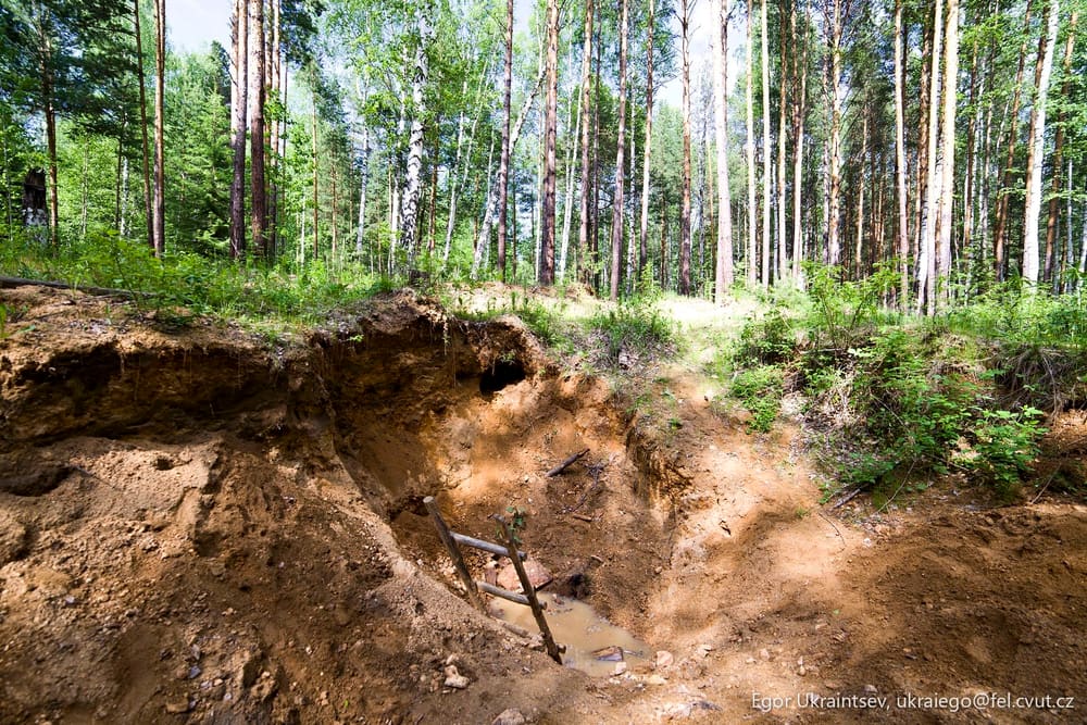 Dirt pit in the forest
