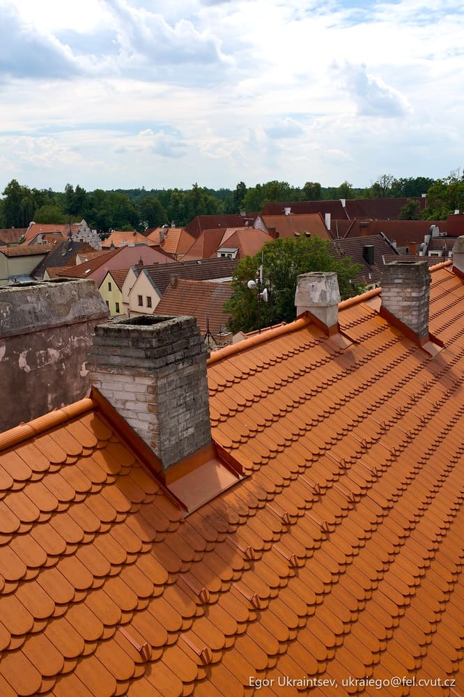 Roof in a residential area