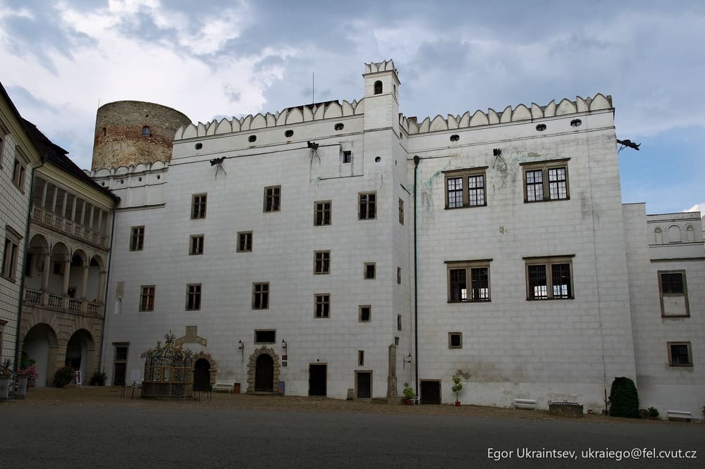 White castle like building